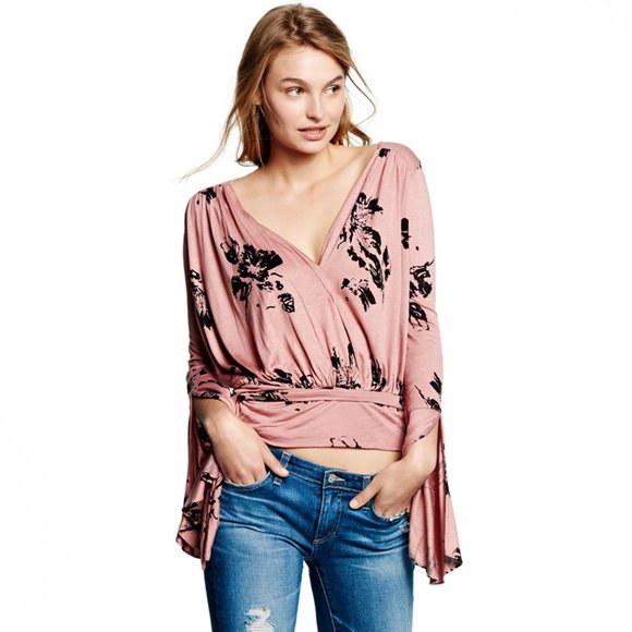 NWT free people Fionas Bell Sleeve Surplice Top - Picture 1 of 8
